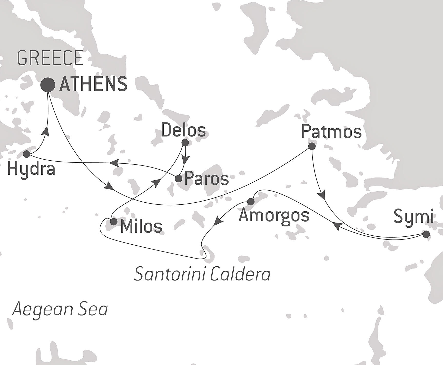 At the heart of the Greek islands Itinerary Map