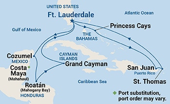 14-Day Caribbean East/West Adventurer Itinerary Map